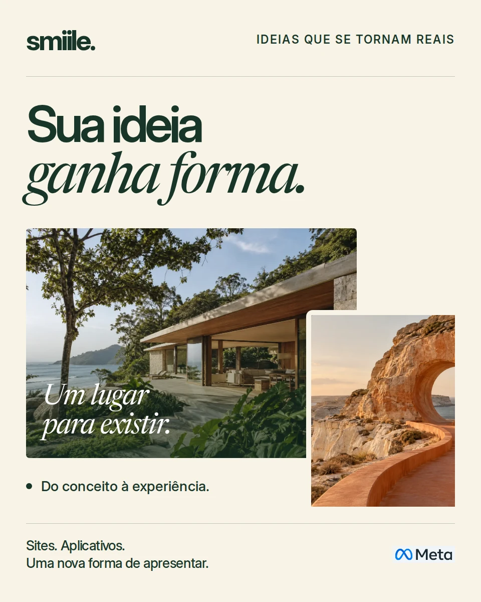 Direção de arte da campanha smiile, com apresentação de uma interface.